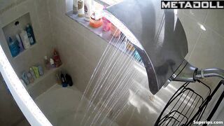 Uncle leaked a video of his naked niece with tender tits taking a shower