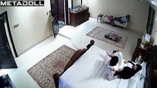An unskilled Arab woman tries to play with two men's cocks