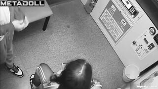 A guy brings his girlfriend to orgasm with his fingers in a karaoke room