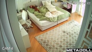 Red-haired teenage girl plays with her wet pussy under the blanket