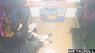 Young Asian couple caresses each other in a karaoke room