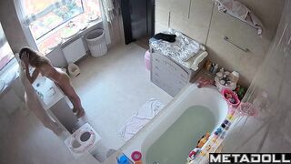 A skinny naked beauty with a seductive body is getting ready to take a bath