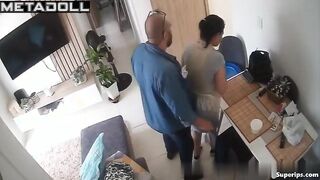 Bearded guy fucked his wife quick before work, look