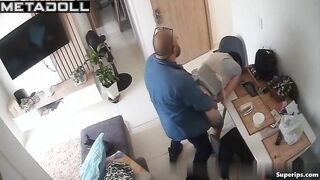 Bearded guy fucked his wife quick before work, look