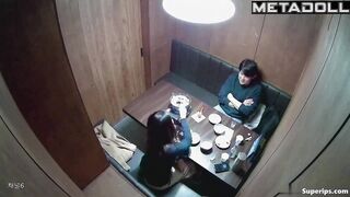 Asian cuties kissed sweetly in an expensive restaurant