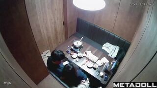 Asian cuties kissed sweetly in an expensive restaurant