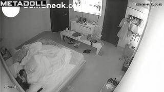 He drank water for a long time after hot sex with his wife