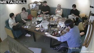 Typical korean get-together with yummy food and songs