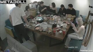 Typical korean get-together with yummy food and songs