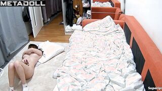 Brunette masturbating so passionately on the floor