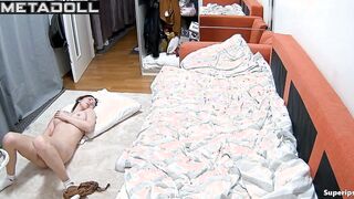 Brunette masturbating so passionately on the floor