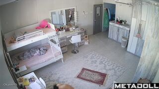 Brunette with hairy pussy doesn't suspect that she is being watched