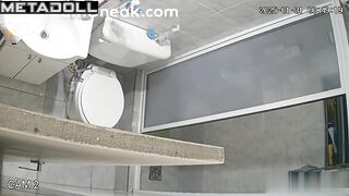 She left her panties on the toilet and went to take a shower