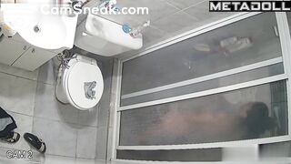 She left her panties on the toilet and went to take a shower