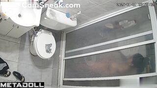 She left her panties on the toilet and went to take a shower