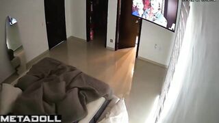While she was sucking him, he was watching the news