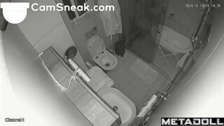She was peeing while sitting on the toilet and thinking about her ex