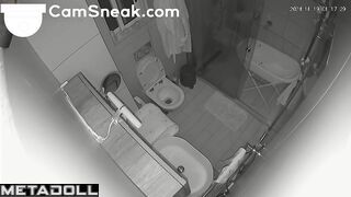 She was peeing while sitting on the toilet and thinking about her ex