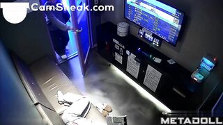 Young asian couple enjoying songs, kisses and handjob