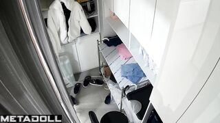 Asian girls change into uniform before work, look