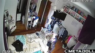 Redhead young babe was dressing in the bedroom (party tonight)