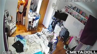 Redhead young babe was dressing in the bedroom (party tonight)