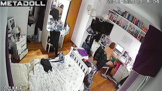 Redhead chubby was lying on the bed topless and texting her best friend