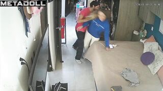 He threw her on the bed and fucked hard, hidden cam