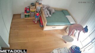 Naked morning cleaning / bedroom hidden camera, look