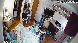 When babe is alone at home, she constantly masturbates
