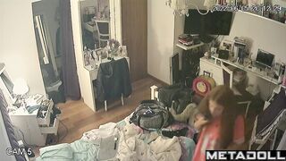 She sat down on the floor, pulled down her panties and began to masturbate