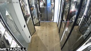 Someone unknown is watching her change clothes, spy cam