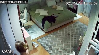 It looks like she's getting ready for bed / spy cam