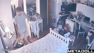 Young boyfriend and girlfriend hugging before bed