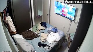 She's already late for work - hidden bedroom camera