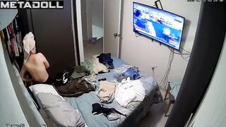 She's already late for work - hidden bedroom camera