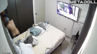 She was changing clothes and watching TV at the same time