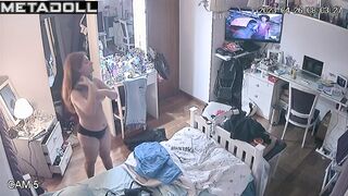 Babe was changing clothes and didn't know that her ex was watching her