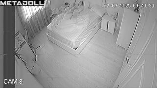 She's bored and just lies on the bed - hidden camera