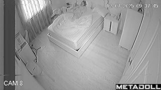 She's bored and just lies on the bed - hidden camera