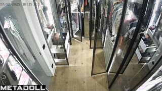 Someone decided to spy on her and installed a spy cam in the dressing room