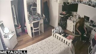 She came back from a date and is going to bed, look