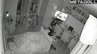 She turned on the TV loudly so that no one could hear her moans