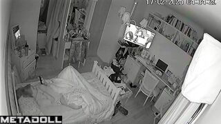 She turned on the TV loudly so that no one could hear her moans