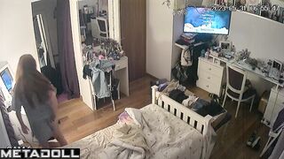 She was dressing and watching TV at the same time