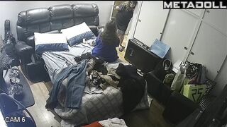 The three of them live in this small room, spy cam