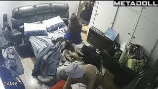 The three of them live in this small room, spy cam