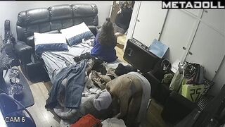 The three of them live in this small room, spy cam