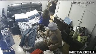 The three of them live in this small room, spy cam