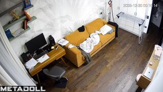He likes to play on the computer naked, living room cam